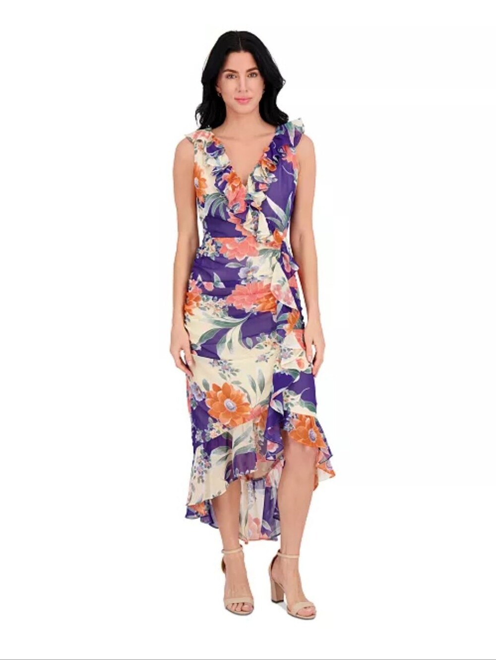 Kensie NWT Floral Ruffle Maxi Dress Size 10 Wedding Guest $138 Whimsical